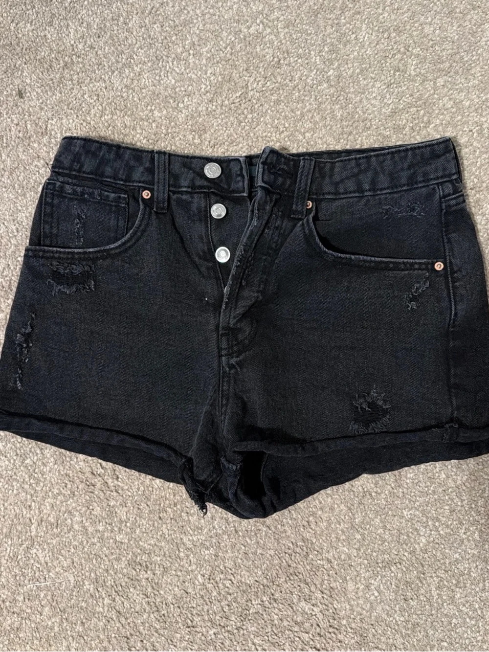 wild fable Black Distressed High-Rise Jean Shorts